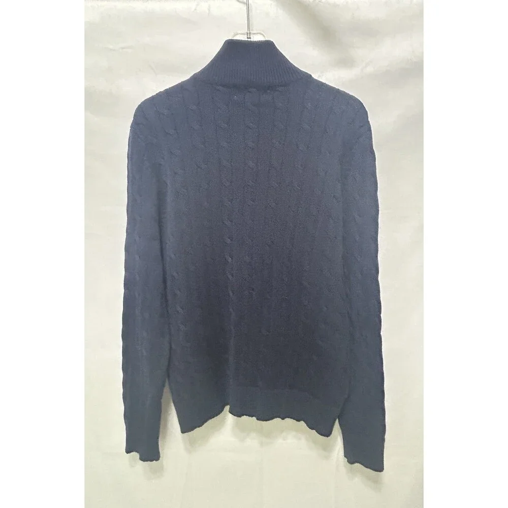 Ralph Lauren Active Mens XL Cotton Blue Cable Knit Full Zip Sweater Nautical - Picture 8 of 9